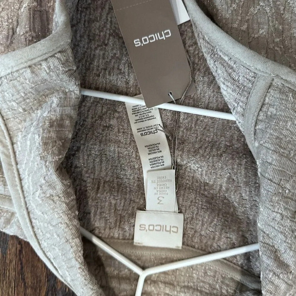 Chico's Duster Open Tan Long Sleeve Reversible with Pockets Textured Size 3 1409 - Picture 11 of 11